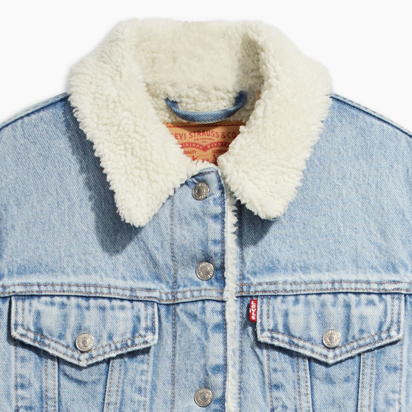 LEVI’S® WOMEN'S ORIGINAL SHERPA TRUCKER JACKET - MED INDIGO - WORN IN
