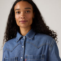 LEVI'S® WOMEN'S TEODORA WESTERN SHIRT - MED INDIGO - WORN IN