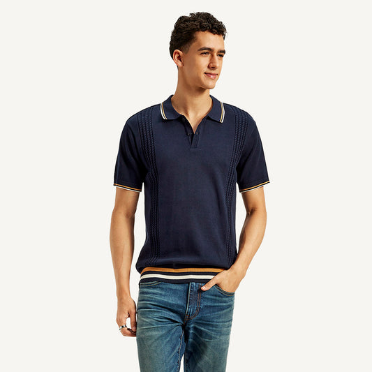 LEVI’S® MEN'S NAUTICAL TIPPING LAT KNIT POLO - BLUE