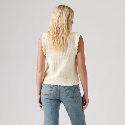 LEVI'S® WOMEN'S LULU FLUTTER SLEEVE SWEATER TANK - WHITE