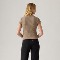 LEVI'S® WOMEN'S DRY GOODS WAFFLE CAP-SLEEVE TEE - MULTI COLOUR