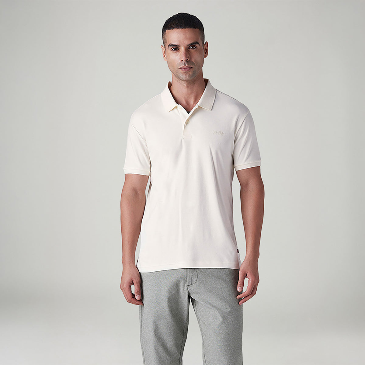 LEVI'S® MEN'S SOLID OFF WHITE INTERLOCK POLO T SHIRT - WHITE