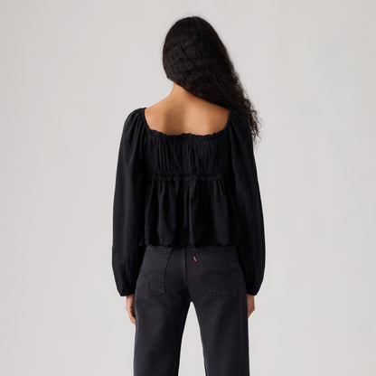 LEVI'S® WOMEN'S RYAN SHORT-SLEEVE CREPE BLOUSE - BLACK