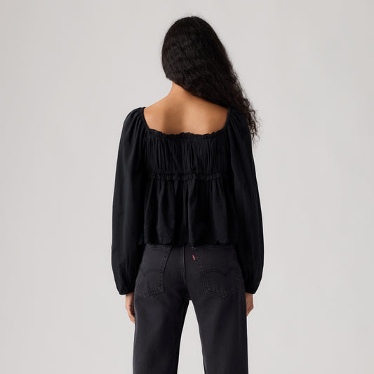 LEVI'S® WOMEN'S RYAN SHORT-SLEEVE CREPE BLOUSE - BLACK