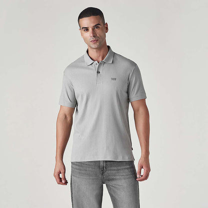 LEVI'S® MEN'S TEXTURED GREY RIBBED POLO T-SHIRT - GREY