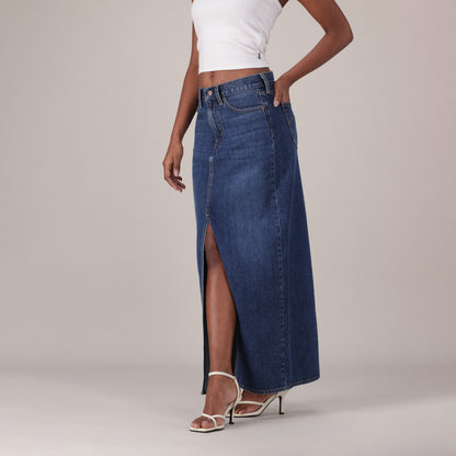 LEVI'S® WOMEN'S COLUMN SKIRT - MED INDIGO - FLAT FINISH