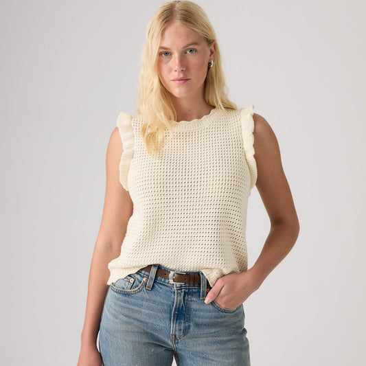 LEVI'S® WOMEN'S LULU FLUTTER SLEEVE SWEATER TANK - WHITE