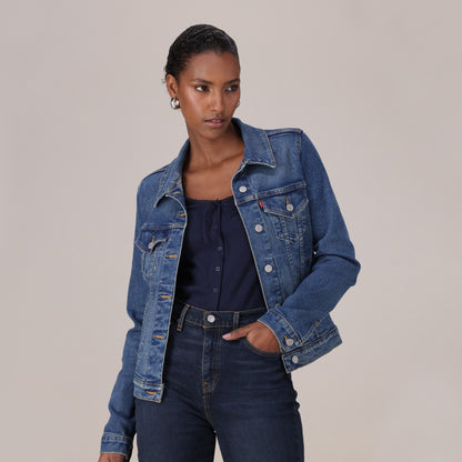 LEVI’S® WOMEN'S ORIGINAL TRUCKER JACKET - MED INDIGO - WORN IN