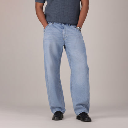 LEVI'S® MEN'S BAGGY BARREL JEANS - LIGHT INDIGO - WORN IN