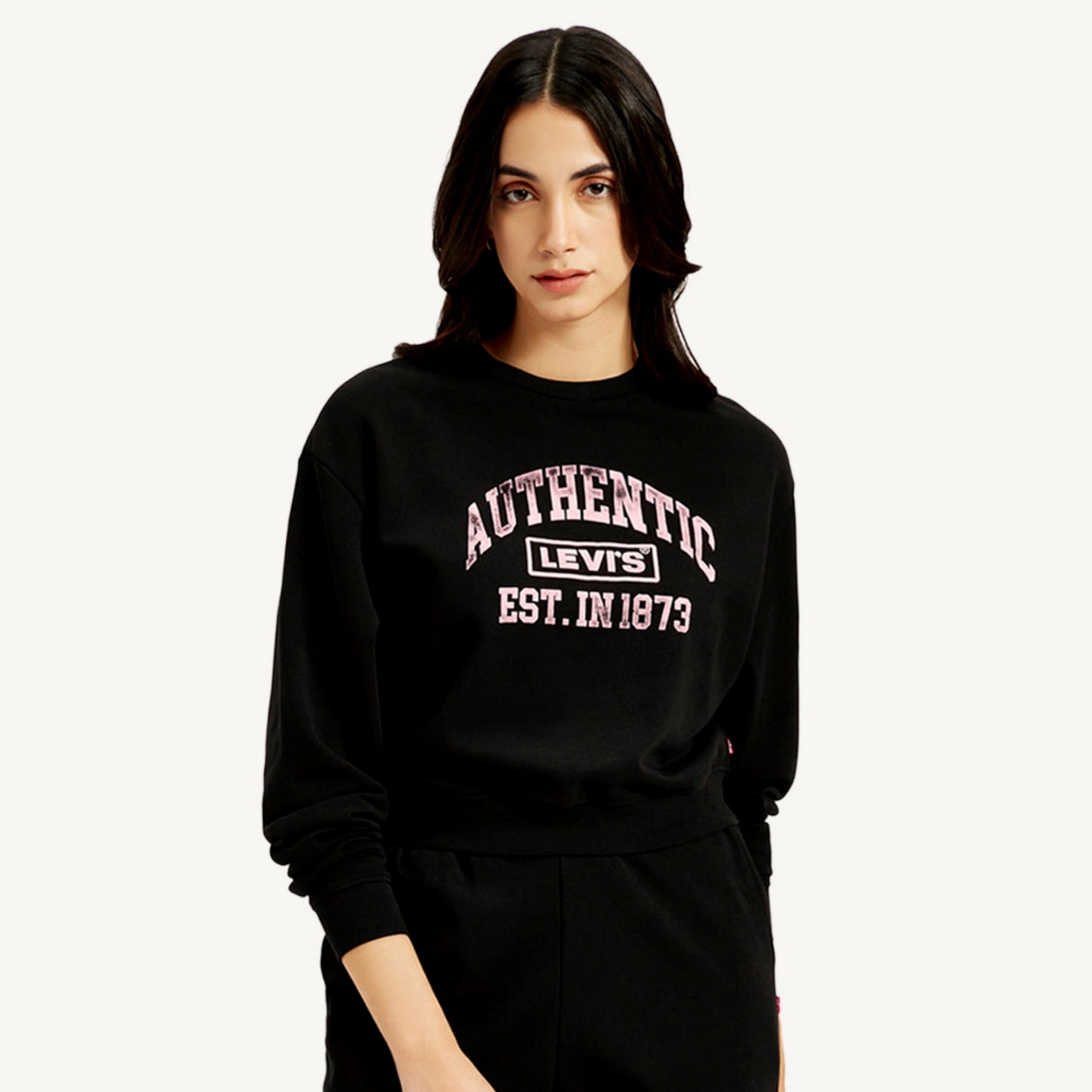 LEVI’S® WOMEN'S TYPOGRAPHY CREW NECK SWEATSHIRT - BLACK