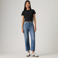 LEVI'S® WOMEN'S RIBCAGE STRAIGHT ANKLE JEANS - MED INDIGO - WORN IN