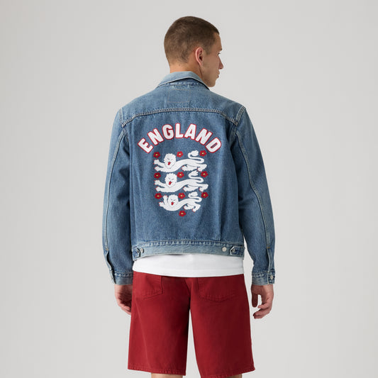 LEVI'S® ENGLAND FOOTBALL TYPE II TRUCKER JACKET - DARK INDIGO  WORN IN