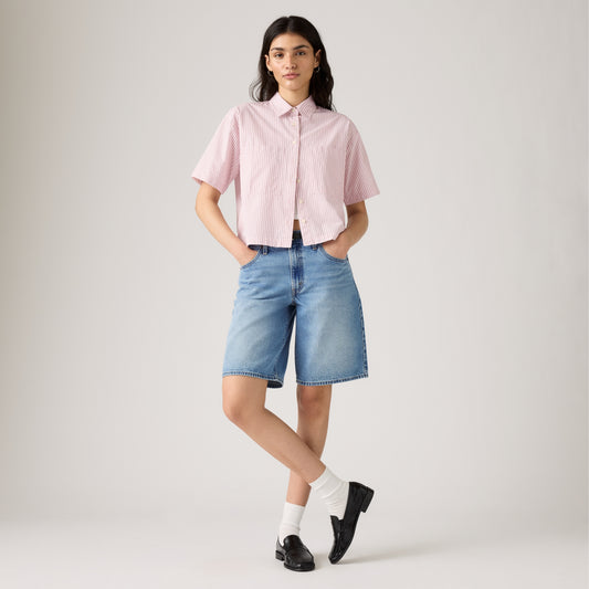 LEVI'S® WOMEN'S HARLIE SHORT-SLEEVE CROPPED SHIRT - MULTI COLOUR
