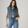 LEVI'S® WOMEN'S SHRUNKEN '90S TRUCKER VEST - LIGHT INDIGO - WORN IN