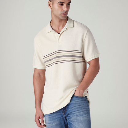 LEVI'S® MEN'S STRIPED OFF-WHITE POLO T-SHIRT - WHITE