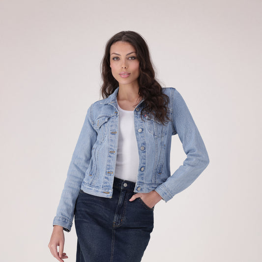 LEVI’S® WOMEN'S ORIGINAL TRUCKER JACKET - MED INDIGO - WORN IN