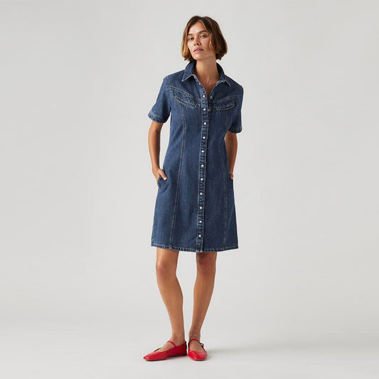 LEVI'S® WOMEN'S RINOA DENIM DRESS - MED INDIGO - FLAT FINISH