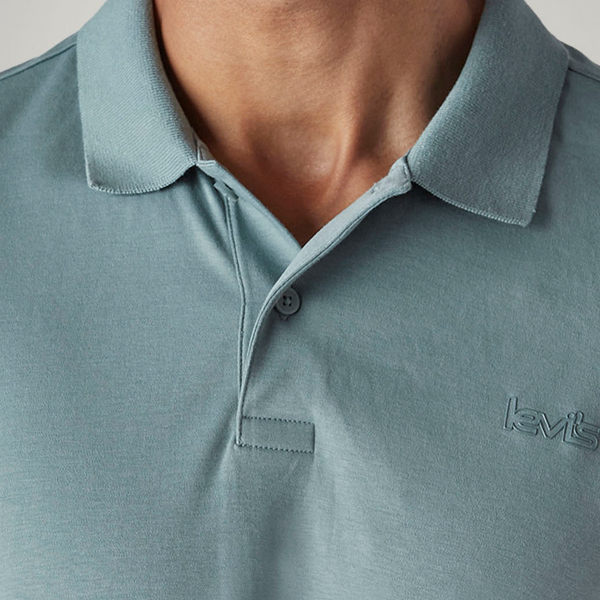 LEVI'S® MEN'S SOLID GREYISH-BLUE INTERLOCK POLO T-SHIRT - BLUE