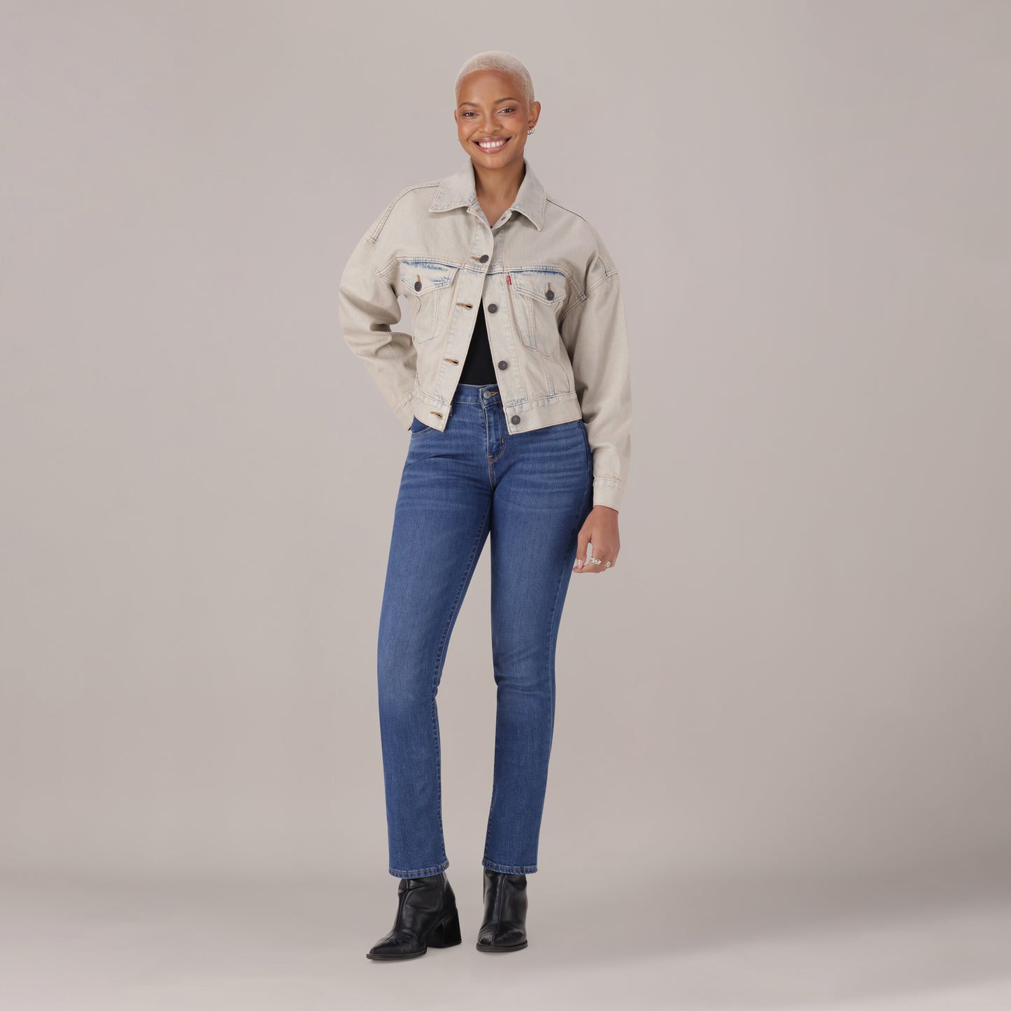 LEVI'S® WOMEN'S CURVY STRAIGHT  - MED INDIGO - WORN IN
