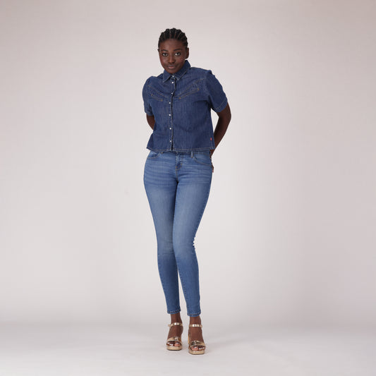 LEVI'S® WOMEN'S CURVY SUPER SKINNY - MED INDIGO - WORN IN
