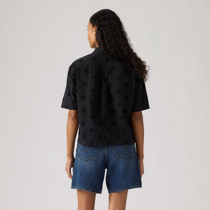 LEVI'S® WOMEN'S NOVELTY HARLIE SHORT-SLEEVE CROPPED SHIRT - BLACK