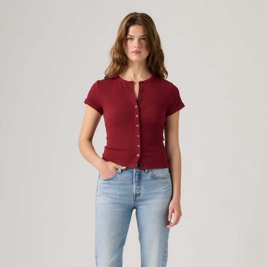 LEVI'S® WOMEN'S RORY BUTTON-THROUGH SHIRT - RED