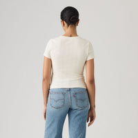 LEVI'S® WOMEN'S DRY GOODS POINTELLE SHORT-SLEEVE HENLEY - WHITE
