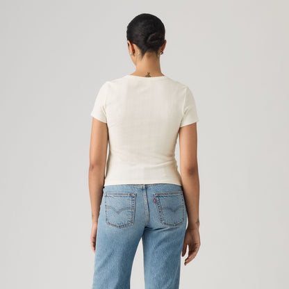 LEVI'S® WOMEN'S DRY GOODS POINTELLE SHORT-SLEEVE HENLEY - WHITE