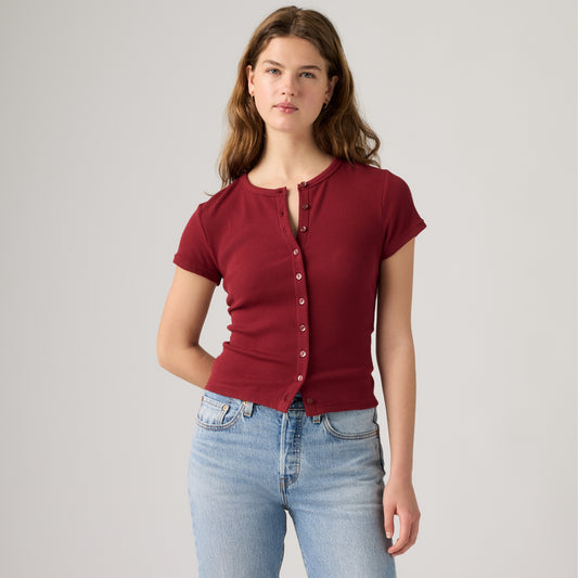 LEVI'S® WOMEN'S RORY BUTTON-THROUGH SHIRT - RED