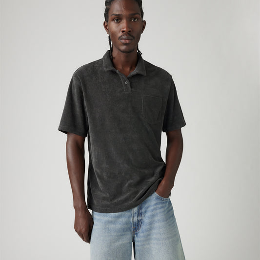 LEVI'S® MEN'S TERRY POCKET POLO - BLACK