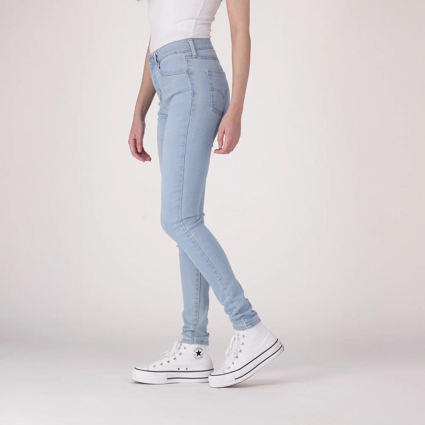 LEVI'S® WOMEN'S 720 HIGH-RISE SUPER SKINNY JEANS - LIGHT INDIGO - WORN IN