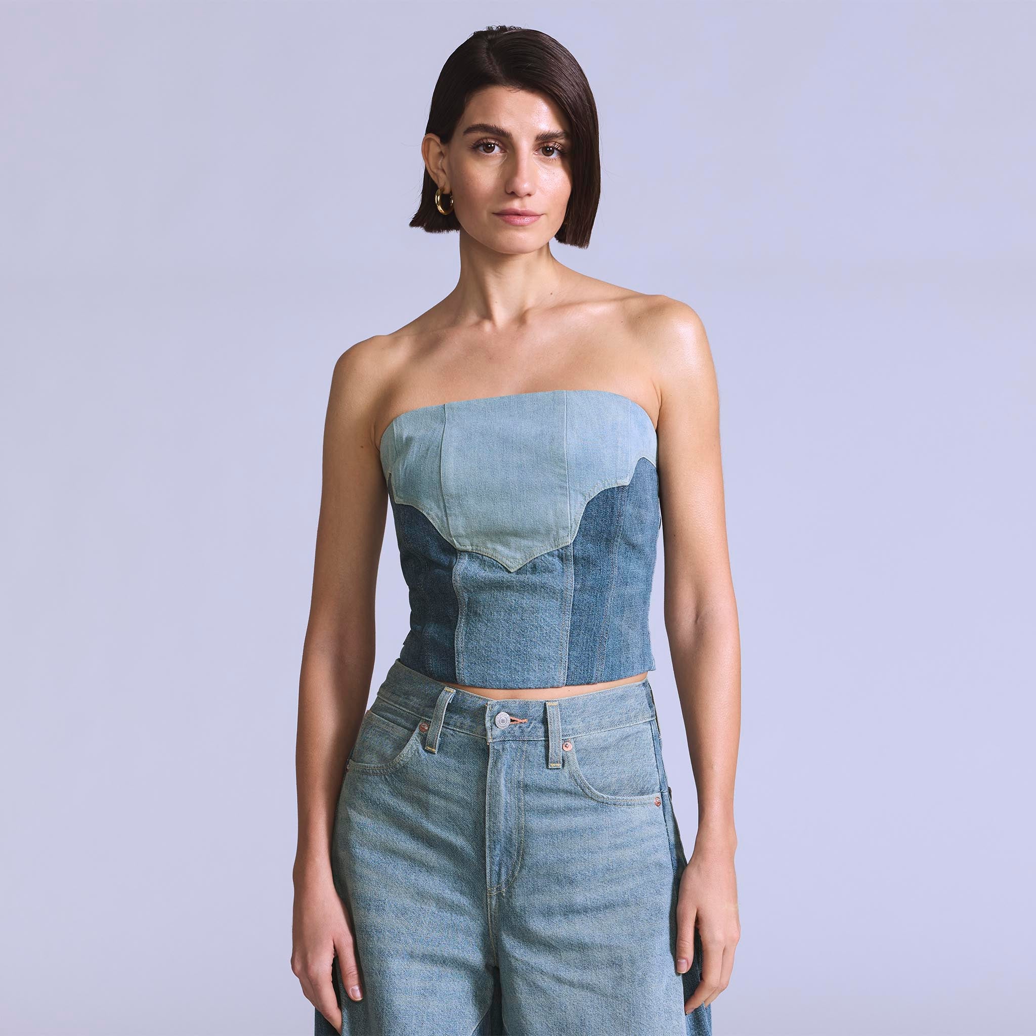LEVI'S® BLUE TAB™ WOMEN'S ROPER BUSTIER - MED INDIGO - FLAT FINISH