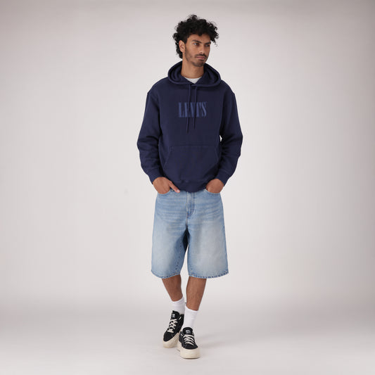 LEVI'S® MEN'S 478 BAGGY SHORTS - MED INDIGO - WORN IN