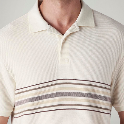 LEVI'S® MEN'S STRIPED OFF-WHITE POLO T-SHIRT - WHITE
