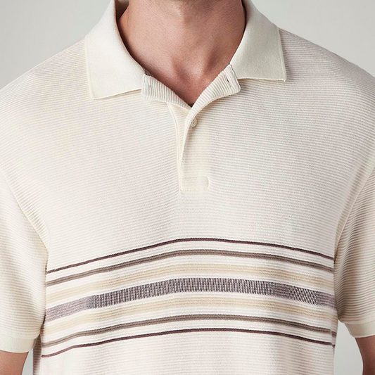 LEVI'S® MEN'S STRIPED OFF-WHITE POLO T-SHIRT - WHITE