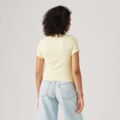 LEVI'S® WOMEN'S DRY GOODS POINTELLE SHORT-SLEEVE HENLEY - NEUTRAL