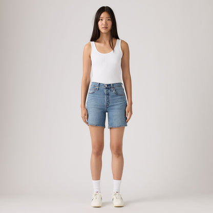 LEVI'S® WOMEN'S 501® MID-THIGH SHORTS - MED INDIGO - WORN IN