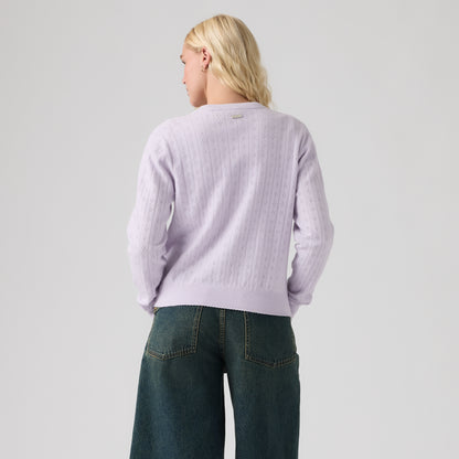 LEVI'S® WOMEN'S SUPERSOFT POINTELLE CREWNECK CARDIGAN - BLUE