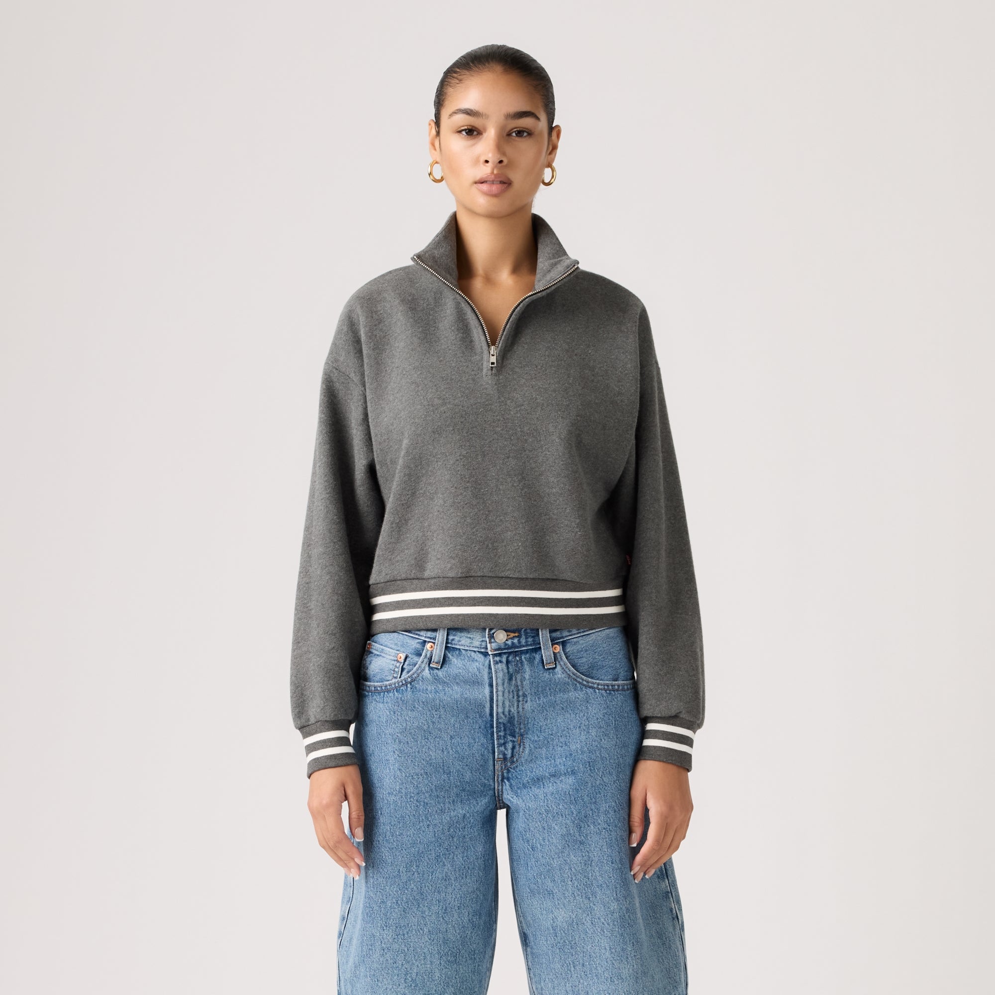 LEVI'S® WOMEN'S EVERYDAY QUARTER ZIP SWEATSHIRT - GREY