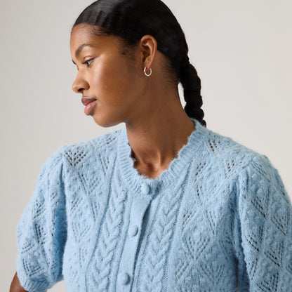 LEVI'S® WOMEN'S PAULINE POINTELLE SHORT-SLEEVE CARDIGAN - BLUE