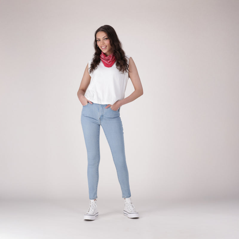 LEVI'S® WOMEN'S 720 HIGH-RISE SUPER SKINNY JEANS - MED INDIGO - WORN IN