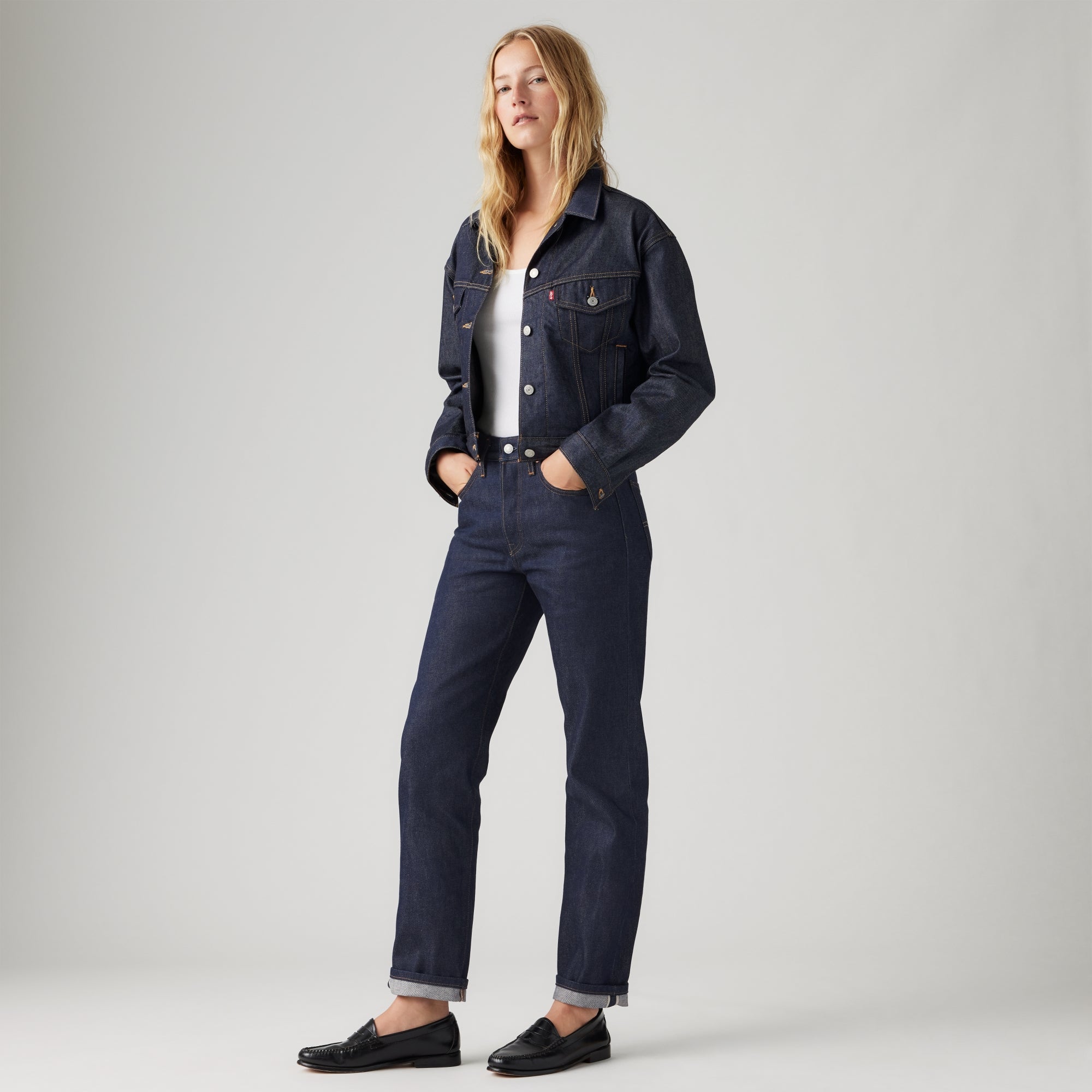 LEVI'S® WOMEN'S 501® ORIGINAL SELVEDGE JEANS - DARK INDIGO FLAT FINISH