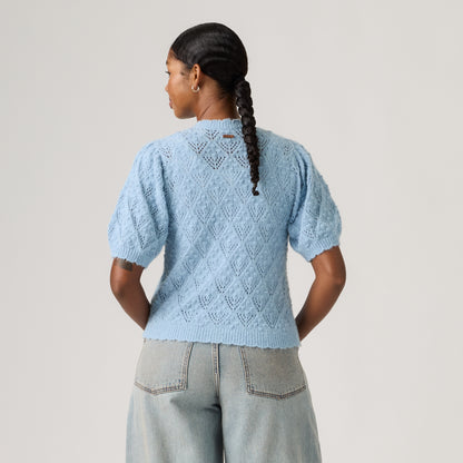 LEVI'S® WOMEN'S PAULINE POINTELLE SHORT-SLEEVE CARDIGAN - BLUE