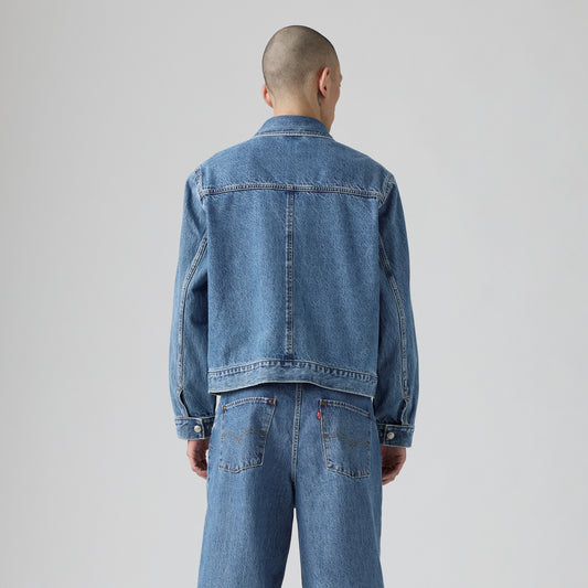 LEVI'S® MEN'S TWIST TRUCKER JACKET - MED INDIGO - WORN IN