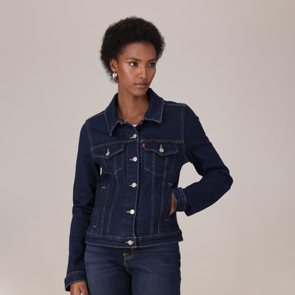 LEVI’S® WOMEN'S ORIGINAL TRUCKER JACKET - DARK INDIGO - FLAT FINISH