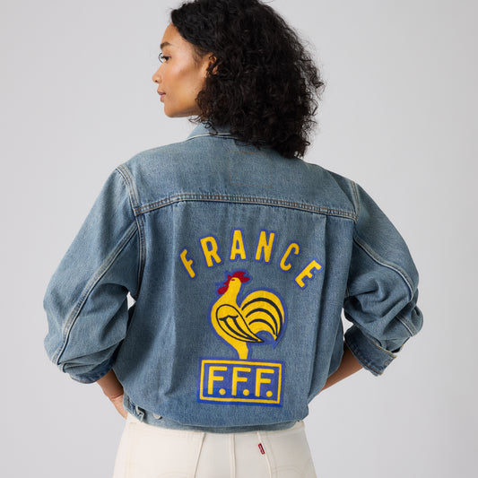LEVI'S® FRANCE FOOTBALL TYPE II TRUCKER JACKET - DARK INDIGO  WORN IN