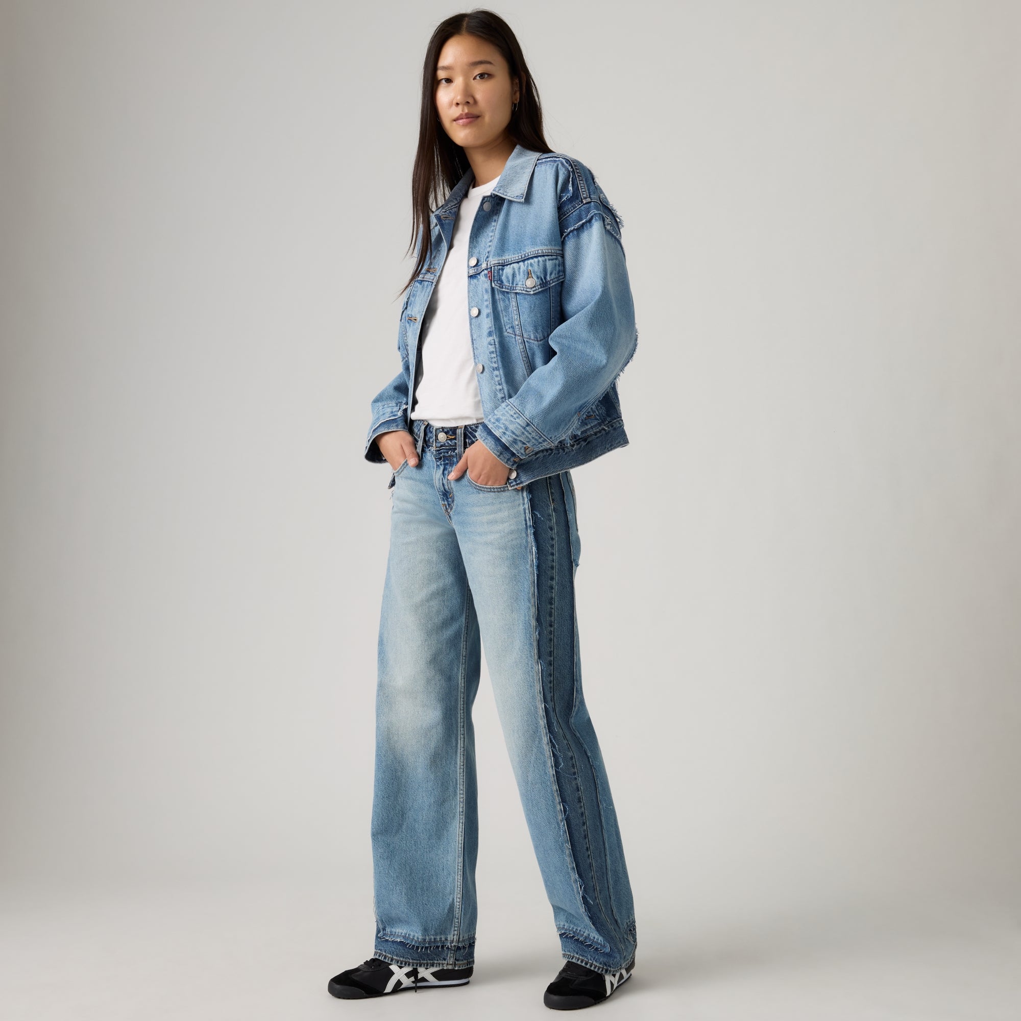 S*U様 W34 L30 90s Levis DEADSTOCK 550-415 LEVI'S® WOMEN'S DECONSTRUCTED LOW LOOSE JEANS - MED INDIGO - WORN IN