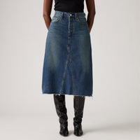 LEVI'S® WOMEN'S HIGH-RISE A-LINE DECON SKIRT - DARK INDIGO WORN IN