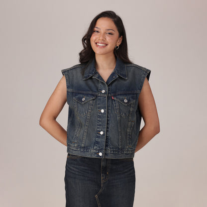 Levi's® Women's Shrunken '90s Trucker Vest - Light Indigo - Worn In