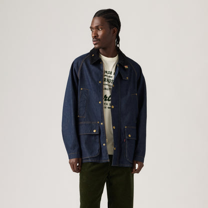 LEVI'S® X BARBOUR OVERSIZED BEDALE DENIM JACKET - DARK WASH